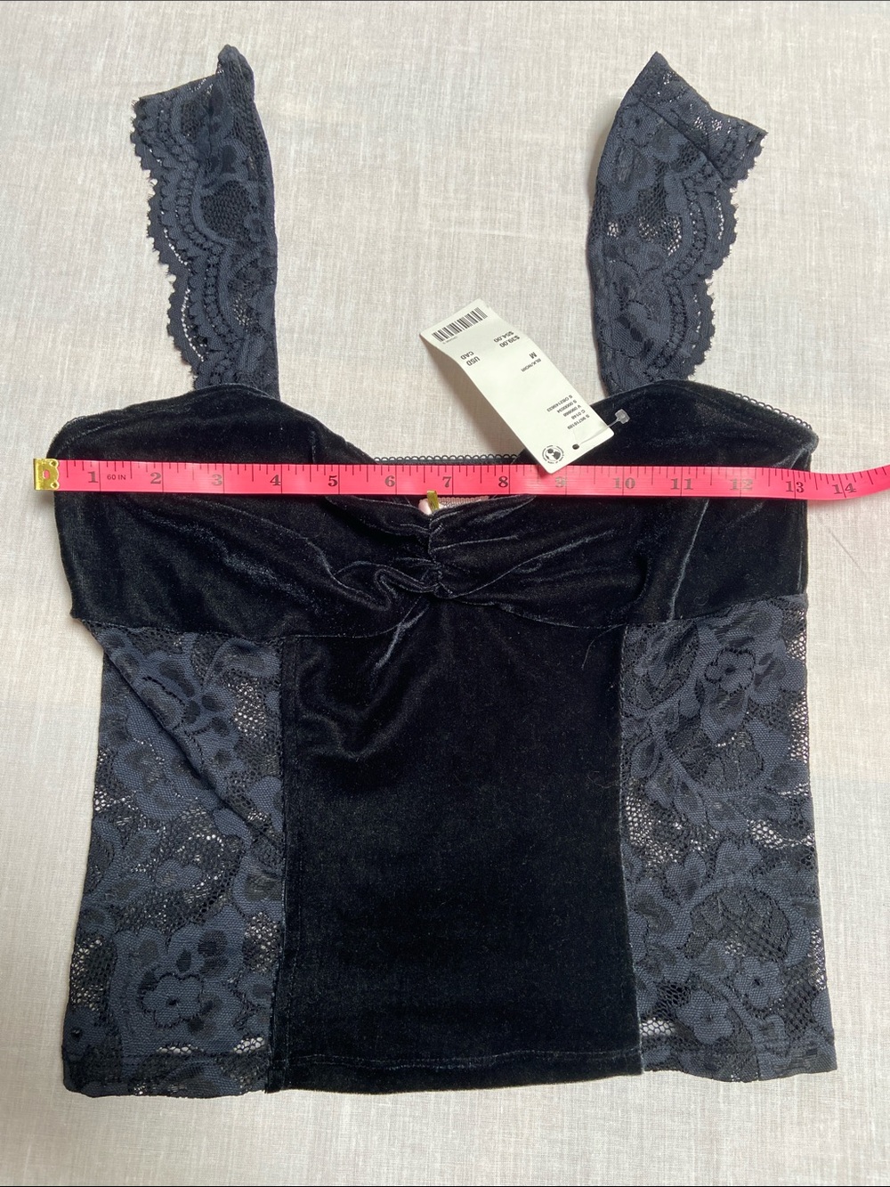Kimchi Black Lana Velvet and Lace Tank Top New - Picture 6 of 10